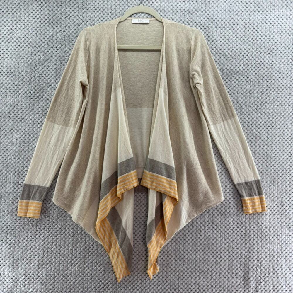NC Nice Connection Sweater Womens EU34 Beige Cashmere Blend Cardigan Open Front